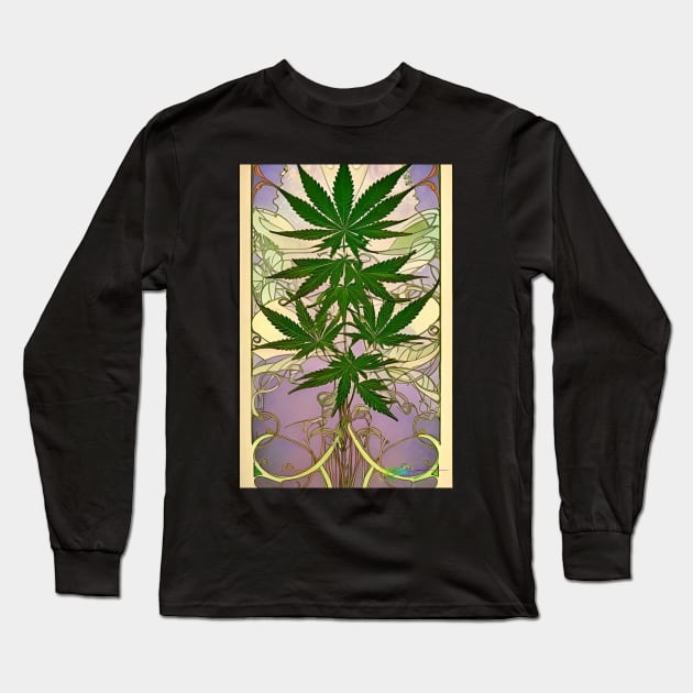 Vintage Cannabis Dreams 3 Long Sleeve T-Shirt by Benito Del Ray